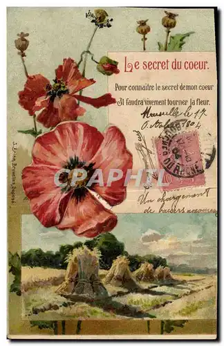 Cartes postales Fantaisie Fleurs Le secret du coeur