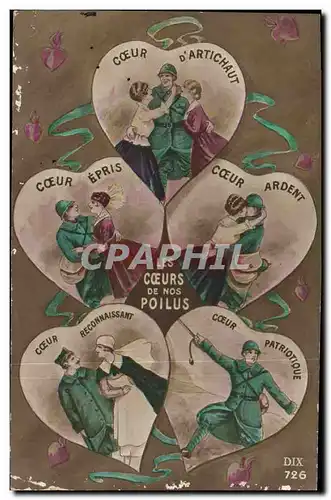 Cartes postales Fantaisie Femme Les coeurs de nos poilus