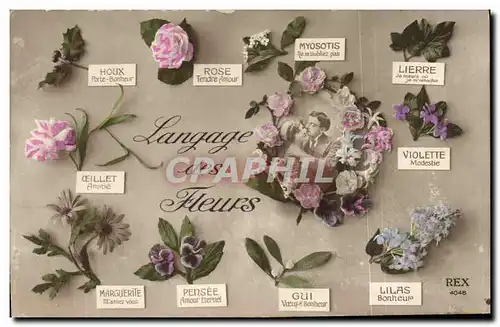 Cartes postales Fantaisie Le langage des Fleurs