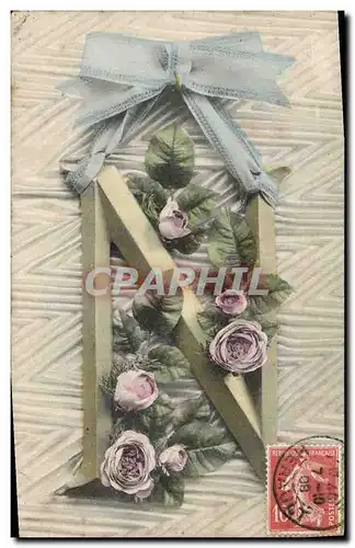 Cartes postales Fantaisie Fleurs Lettres Lettre N