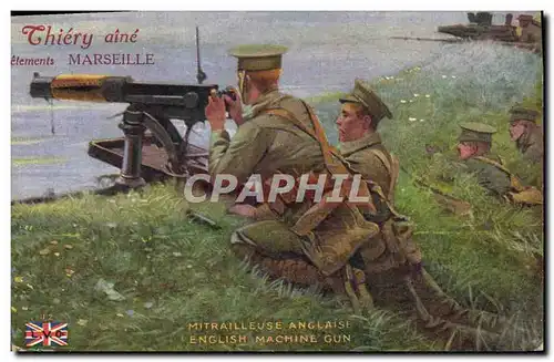 Cartes postales Militaria Mitrailleuse anglaise Thierry Aine Marseille