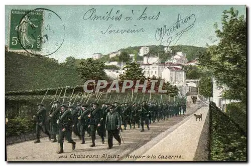 Cartes postales Militaria Chasseurs alpins Retour a la caserne