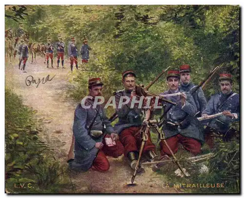 Cartes postales Militaria La mitrailleuse