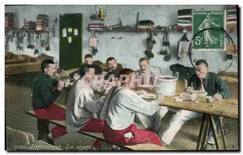 Cartes postales Militaria Infanterie La soupe