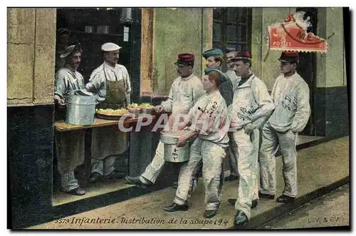 Cartes postales Militaria Infanterie Distribution de la soupe