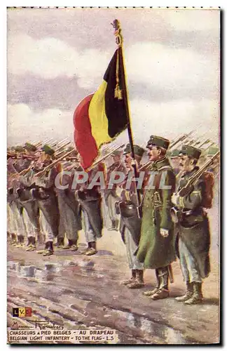 Cartes postales Militaria Chasseurs a pied belges Au drapeau