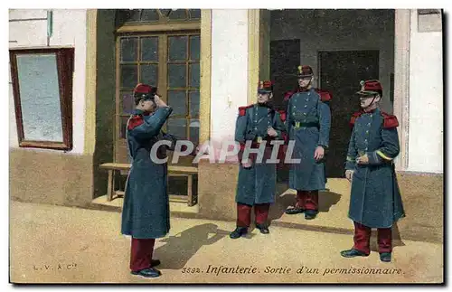 Cartes postales Militaria Infanterie Sortie d&#39un permissionnaire