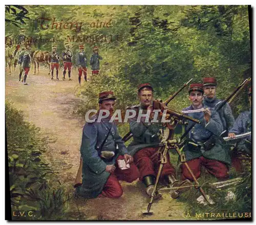 Cartes postales Militaria La mitrailleuse