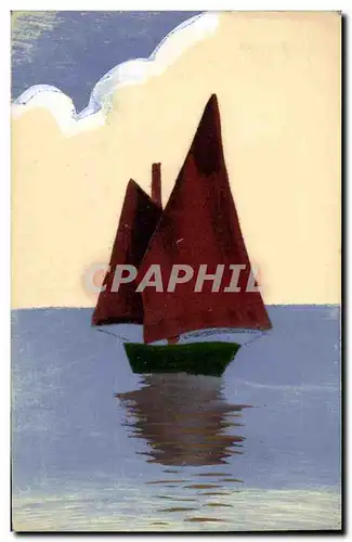 Cartes postales Fantaisie Bateau (en feutrine)