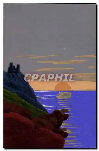 Ansichtskarte AK Fantaisie Paysage bord de mer (en feutrine)