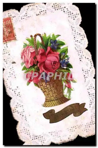 Cartes postales Fantaisie Brodee Fleurs