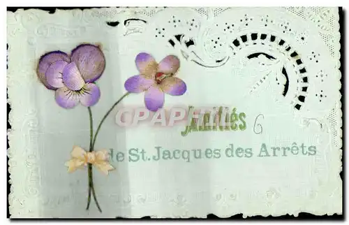 Cartes postales Fantaisie Brodee Fleurs St Jacques des Arrets