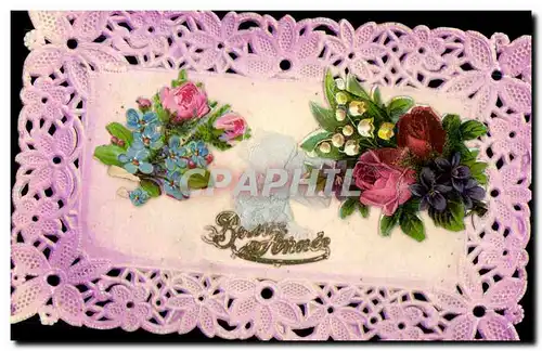 Cartes postales Fantaisie Brodee Fleurs