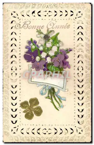 Cartes postales Fantaisie Brodee Fleurs