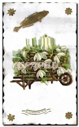 Cartes postales Fantaisie Fleurs Poisson