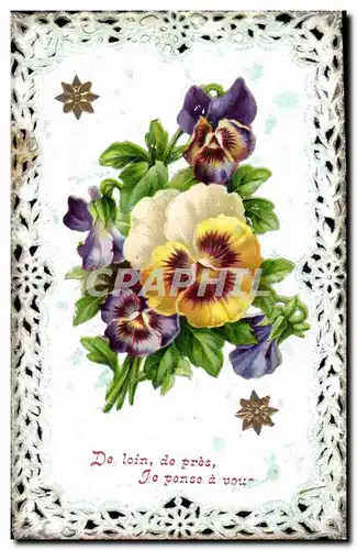 Cartes postales Fantaisie Brodee Fleurs