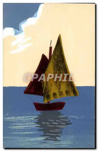 Cartes postales Fantaisie Bateau (d�cor en feutrine)