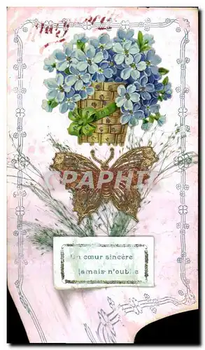 Cartes postales Fantaisie Fleurs Papillon