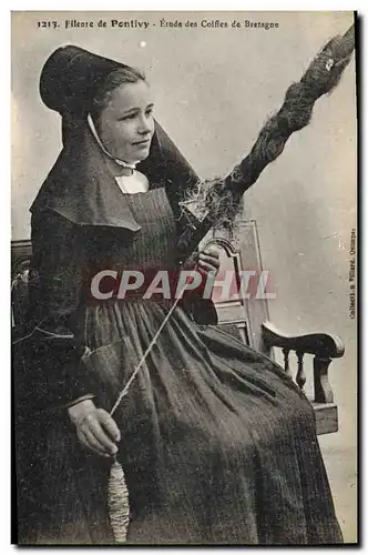 Cartes postales Folklore Fileuse de Pontivy Etude des coiffes de Bretagne