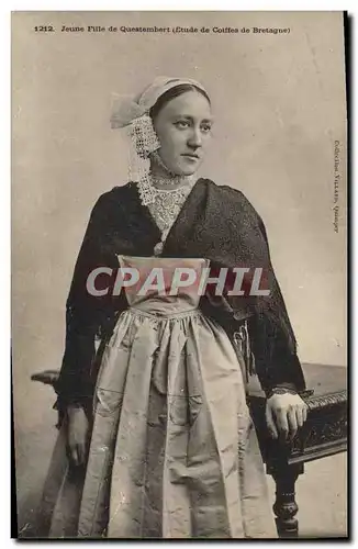 Cartes postales Folklore Jeune fille de Questembert Etude des coiffes de Bretagne