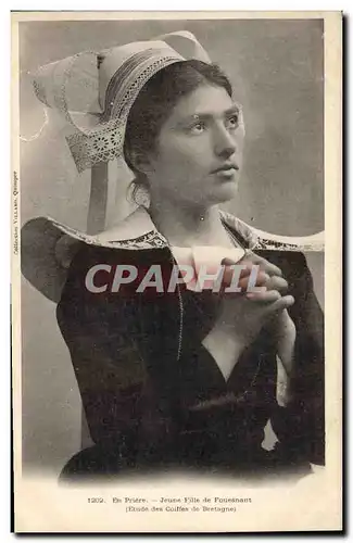 Cartes postales Folklore Etude de coiffe de Bretagne Fouesnant