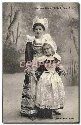 Cartes postales Folklore Jeune fille et fillette de Pont Aven