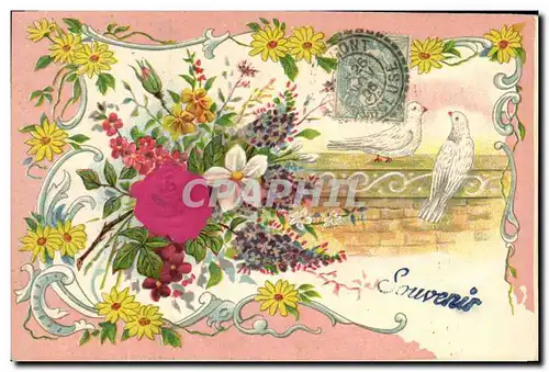 Cartes postales Fantaisie Fleurs Colombes