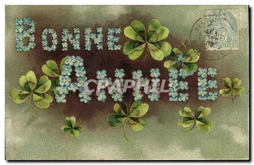 Cartes postales Fantaisie Fleurs Bonne annee Trefles