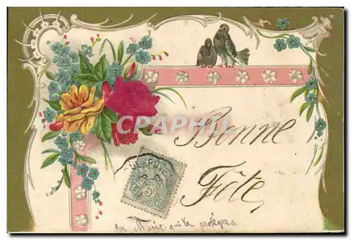 Cartes postales Fantaisie Fleurs Oiseaux