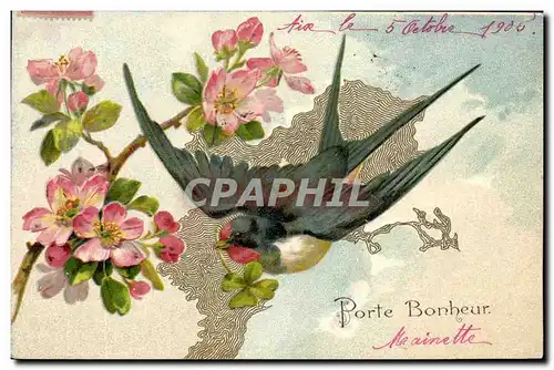 Cartes postales Fantaisie Fleurs Oiseau Hirondelle