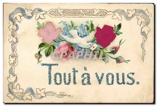 Cartes postales Fantaisie Fleurs Colombe