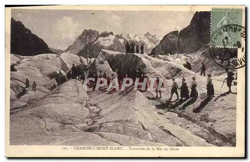 Cartes postales Alpinisme Chamonix Mont Blanc Traversee de la mer de glace