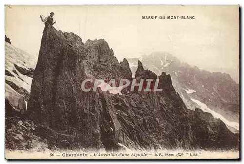 Cartes postales Alpinisme Chamonix L&#39ascension d&#39une aiguille Massif du Mont Blanc
