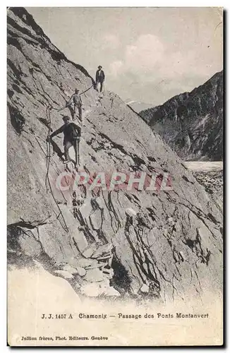 Cartes postales Alpinisme Chamonix Passage des Ponts Montanvert