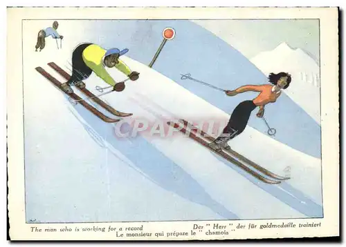 Cartes postales Ski Le monsieur qui prepare le chamois