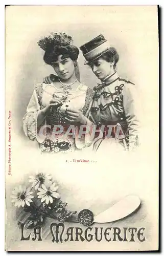 Cartes postales Fantaisie Langage des Fleurs Femme La marguerite Militaria