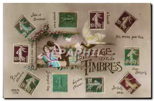 Cartes postales Fantaisie Langage des timbres