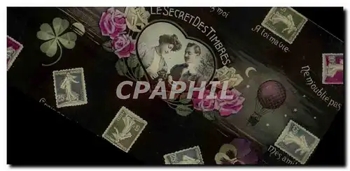 Cartes postales Fantaisie Langage des timbres Zeppelin Dirigeable