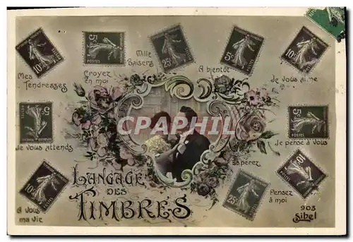 Cartes postales Fantaisie Langage des timbres