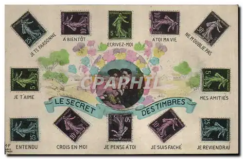 Cartes postales Fantaisie Langage des timbres Type Semeuse 10c