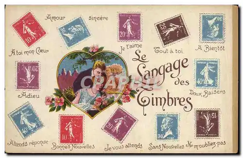 Ansichtskarte AK Fantaisie Langage des timbres