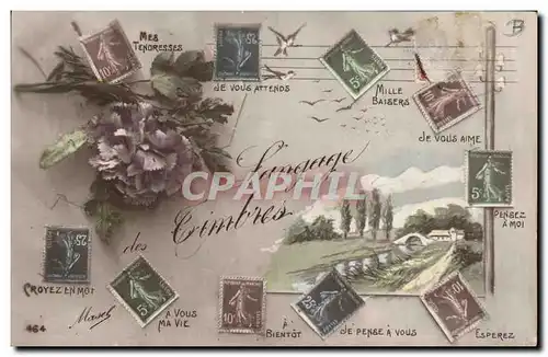Ansichtskarte AK Fantaisie Langage des timbres Semeuse