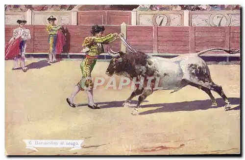 Cartes postales Corrida Course de taureaux Banderillas al sesgo