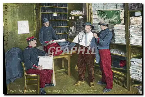 Cartes postales Militaria Infanterie Au magasin de la compagnie