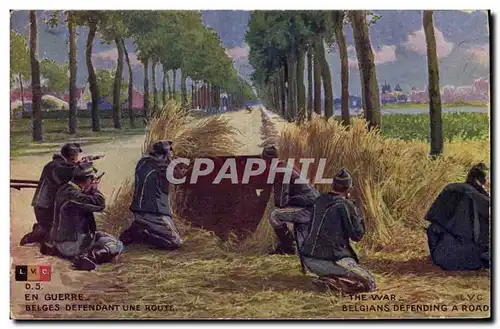 Cartes postales Militaria Belges defendant une route