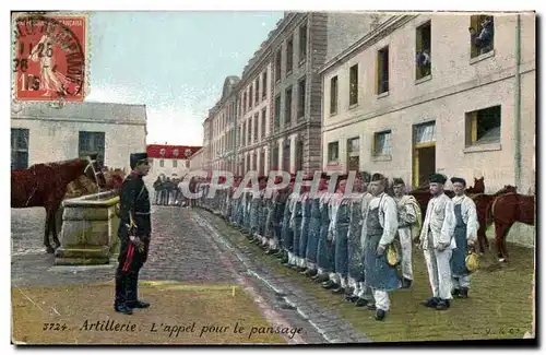 Cartes postales Militaria Artillerie L&#39appel pour le pansage Chevaux