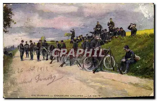 Cartes postales Militaria Chasseurs cyclistes La halte Velo Cycle