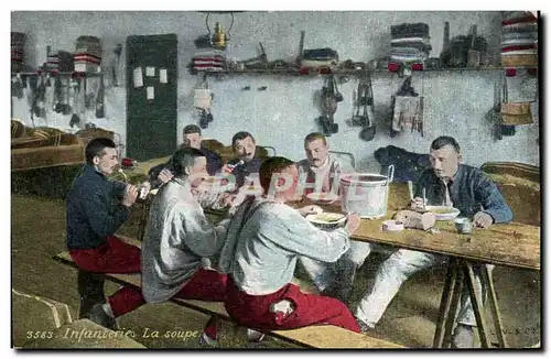 Cartes postales Militaria Infanterie La soupe