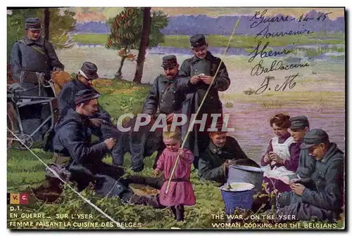 Cartes postales Militaria Sur l&#39Yser Femme faisant la cuisine des belges