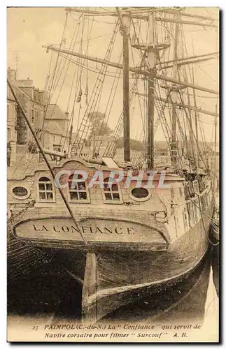 Cartes postales Cinema Paimpol La Confiance qui servit de navire corsaire pour filmer Surcouf Pirate